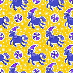 Christmas animals seamless horse pattern for wrapping paper and fabrics