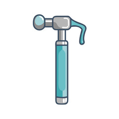 Cartoon Hammer Illustration with Light Blue and Grey Colors