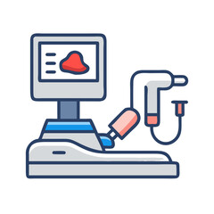 Ultrasound machine icon, medical diagnostics equipment illustration design