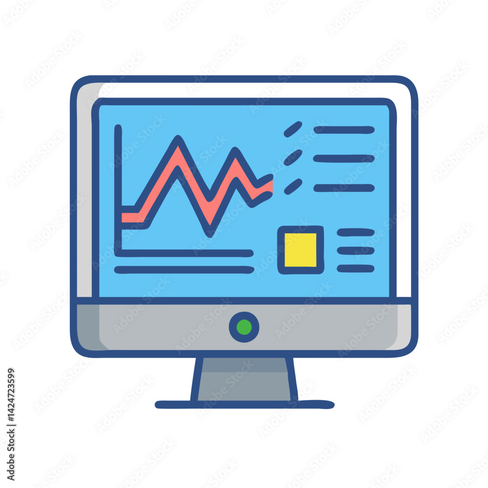 Poster data analytics dashboard displayed on computer screen icon