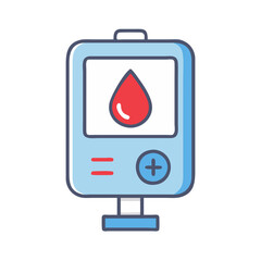 Glucose meter icon, blood sugar test device illustration