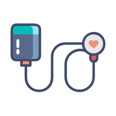 Cute heart rate monitor cartoon icon isolated design