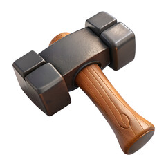 rugged blacksmith style wooden hammer, medieval game 3d icon