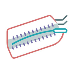 Abstract zipper icon, digital illustration on black background