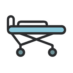 Blue hospital gurney vector icon, medical equipment illustration