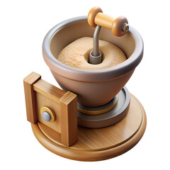 small manual stone grain mill with rotating top , medieval game 3d icon