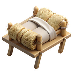 straw bed made of hay bundled, medieval game 3d icon