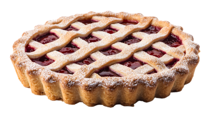 A classic linzer torte with strawberry tart isolated on white