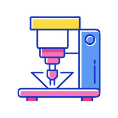 Colorful cartoon milling machine vector icon illustration