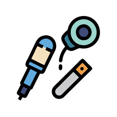 Dental tools vector art. Mouth mirror, probe illustration