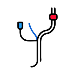 Minimalist abstract composition of blue and red shapes