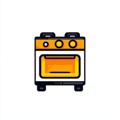 Orange accents adorn this electric stove with a minimalist aesthetic