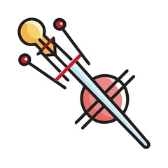 Sewing Pincushion with Pins, Needlework, Tailoring, and Craft