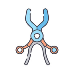 Colorful Dental Extraction Forceps Illustration on Black Background