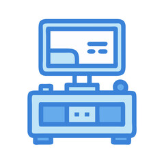 Retro Television Icon on Stand with Black Background