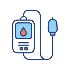 Blood glucose meter icon with monitor and sensors