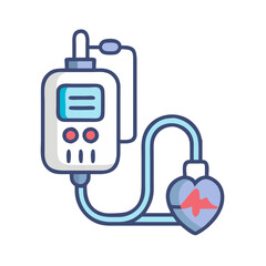 Portable ECG Machine with Heartbeat Icon, Vector Illustration