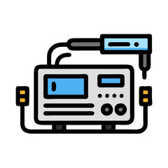 Cartoon Vector Illustration of an Oscilloscope on Black Background