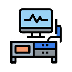 Medical ultrasound machine monitor with signal display illustration