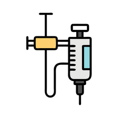 Insulin pen icon, diabetes management, healthcare on black