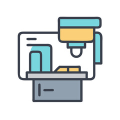 Colorful icon of CNC Machine for industrial concepts