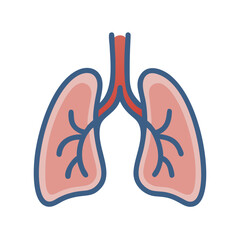 Lungs Illustration on Black Background: Healthy Breathing