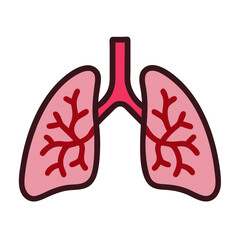 Human lungs illustration, healthy respiratory system on black