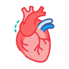 Human Heart Organ Icon Illustration in Vector Style