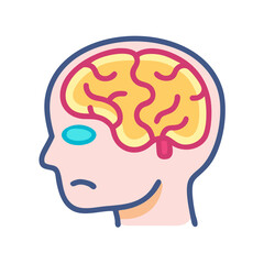 Brain health concept, mind illustration, human anatomy design