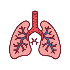 Cartoon Lungs Illustration Isolated on Black Background