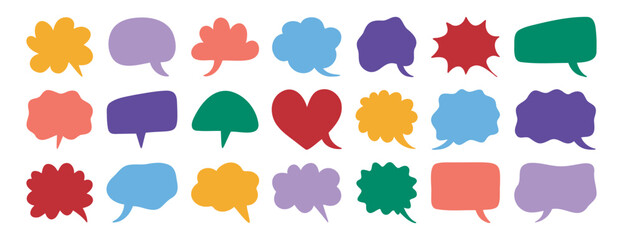 Colorful communication speech bubbles silhouette set. speech bubble doodle funny collection 