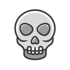 Minimalist Gray Skull Vector Illustration on Black Background