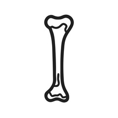Single isolated humerus bone outline on a black background