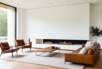 A living room with a fireplace and a couch.