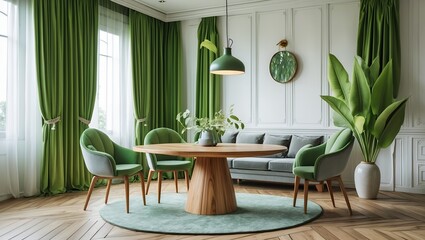 Fototapeta premium Bright and cozy living room with stylish decor