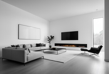 A living room with a couch, chair and fireplace in it.