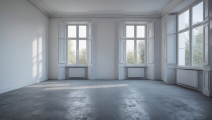 Obraz premium Bright minimalist interior of an empty white room