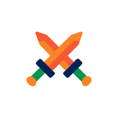 Obraz premium Crossed gaming swords in vibrant colors with a minimalist design for video game concepts