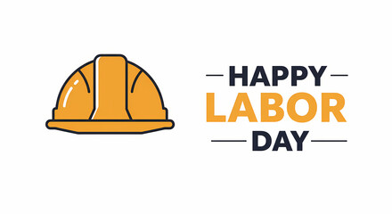 Fototapeta premium Happy Labor Day - Safety Helmet Illustration on a Minimal Background 