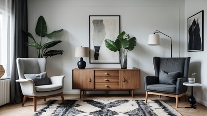 Chic scandinavian living room with modern decor