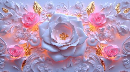 Floral Elegance: Embossed Rose & Pastel Harmony
