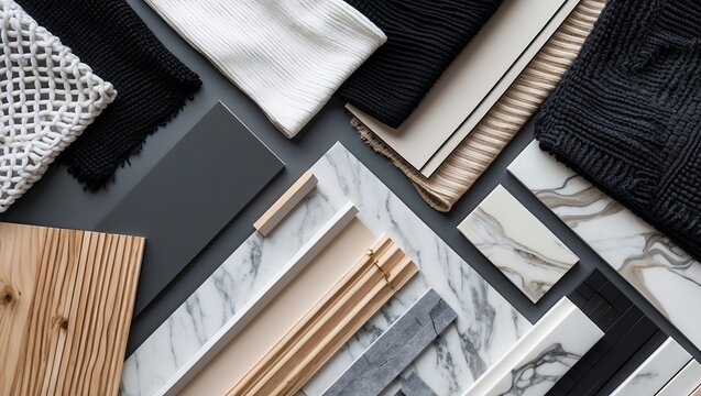 Elegant architect moodboard with textures and colors