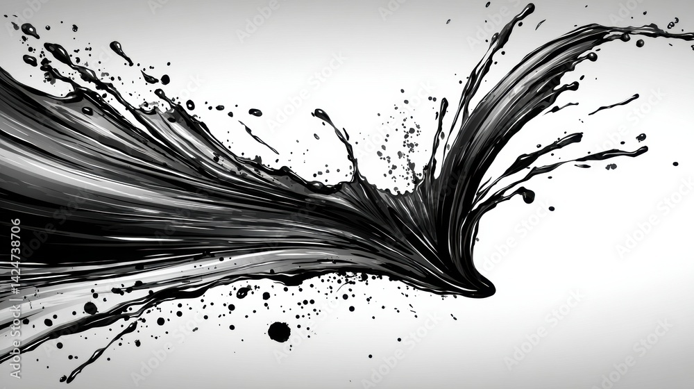 Aufkleber dynamic black ink splash in motion exhibiting an artistic representation of an oil explosion, showca
