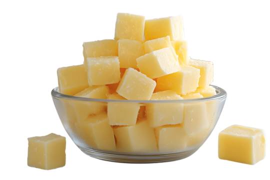Cubed Cheese Delight A Glass Bowl Overflowing with Fresh Creamy Dairy Cubes for Culinary Crea