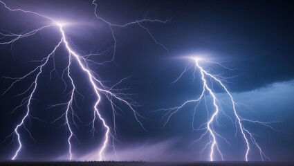 lightning bolts illuminate night sky powerful electrical discharges dramatic display