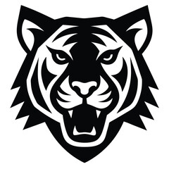 Tiger Head Silhouette Vector Icon – Bold Animal Design