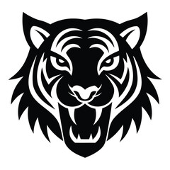 Tiger Head Silhouette Vector Icon – Fierce and Elegant Style