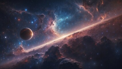 Obraz premium Journey through stunning nebulas in deep space