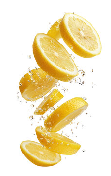 PNG Falling lemon slices background fruit white.