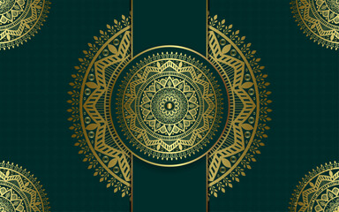 Abstract gold ornament vector illustration with floral mandala design on a vintage pattern background